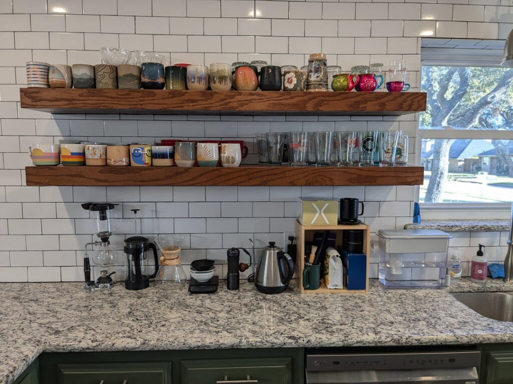 My little coffee lab, then and now, after 8 years of brewing