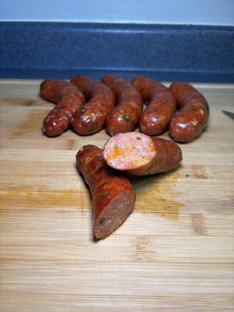 Twice smoked homemade jalapeño cheddar sausage.
