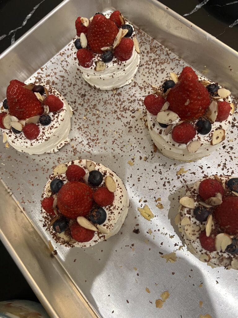 My failed roll cake turned baby cakes + trifle