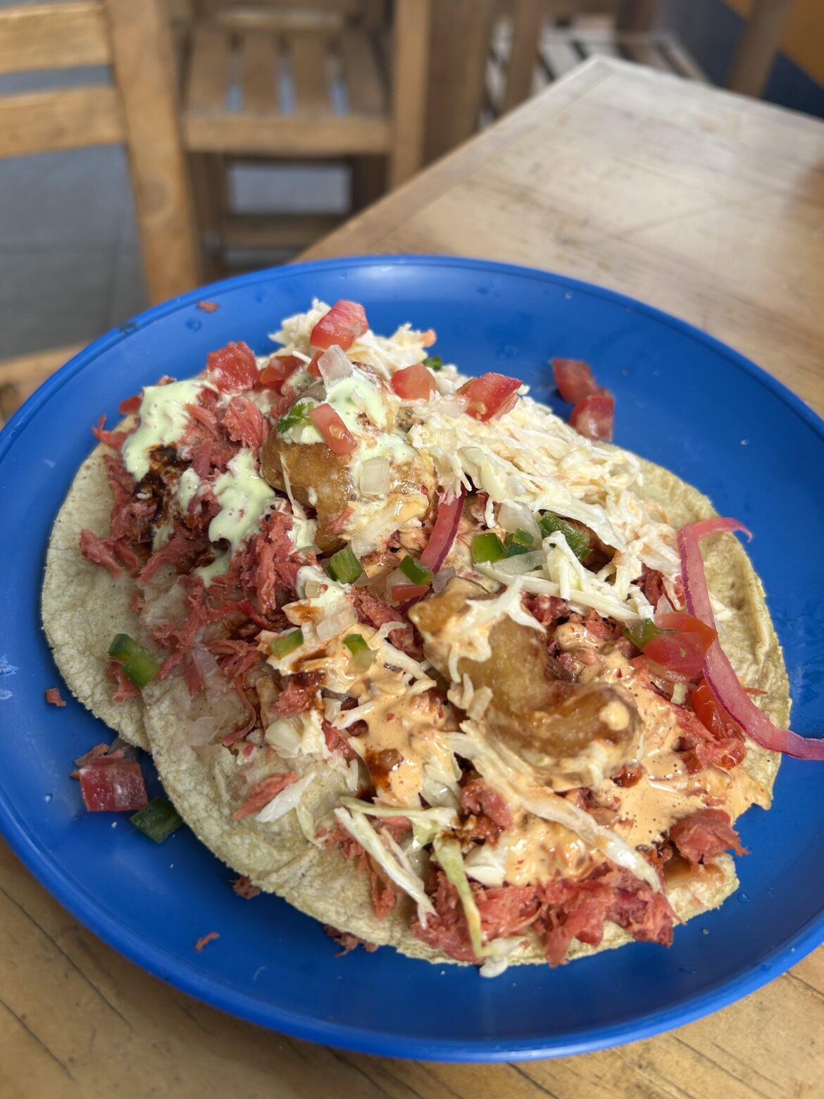 Taco de Marlin con Camarones capeados