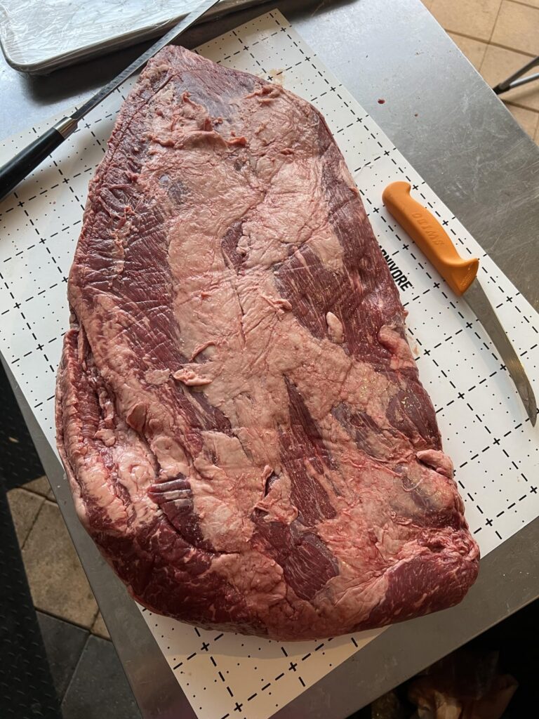 Brisket Trim. Select well. Save $. Fat side down to start.