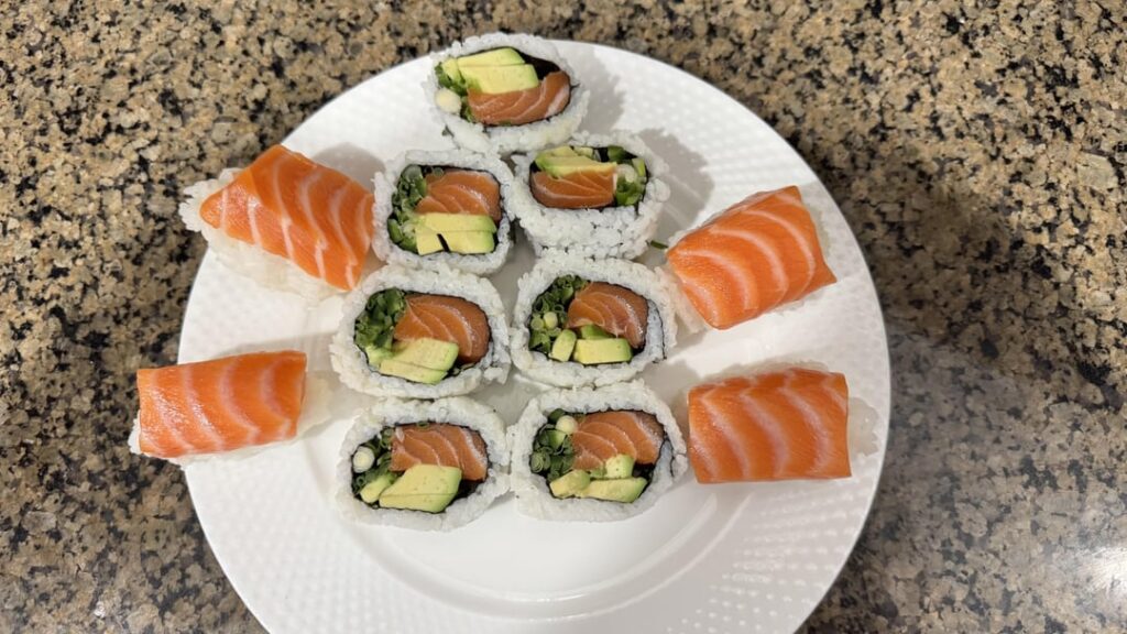 My son and I made sushi together!