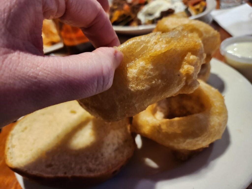 My onion rings were the size of donuts
