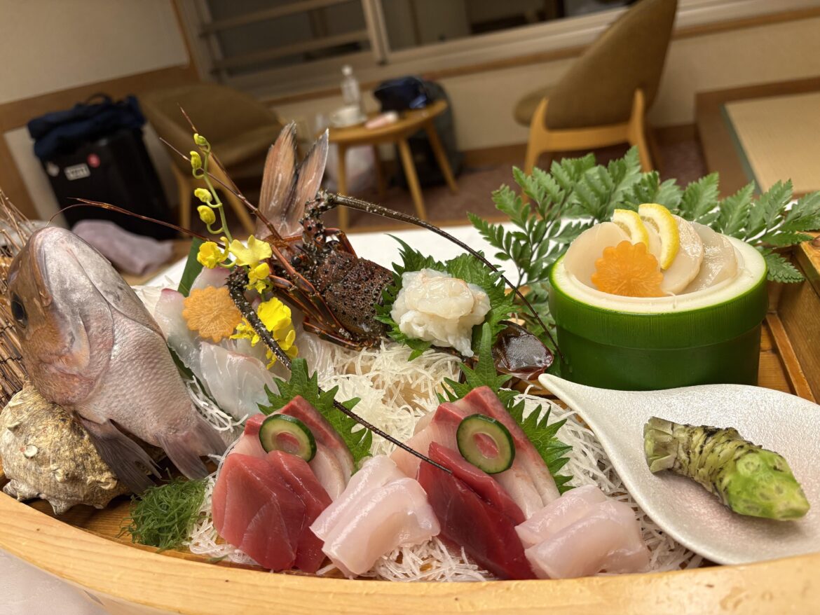 Sashimi appetizer at Izu ryokan