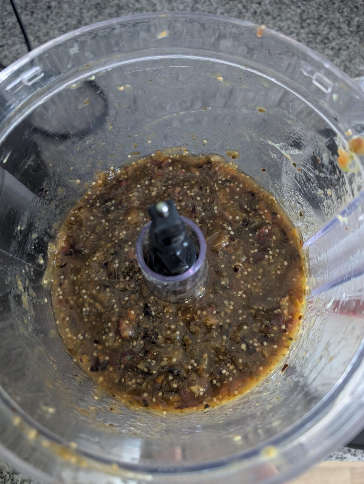 first attempt at making a salsa (roasted tomatillo, onion, habanero)