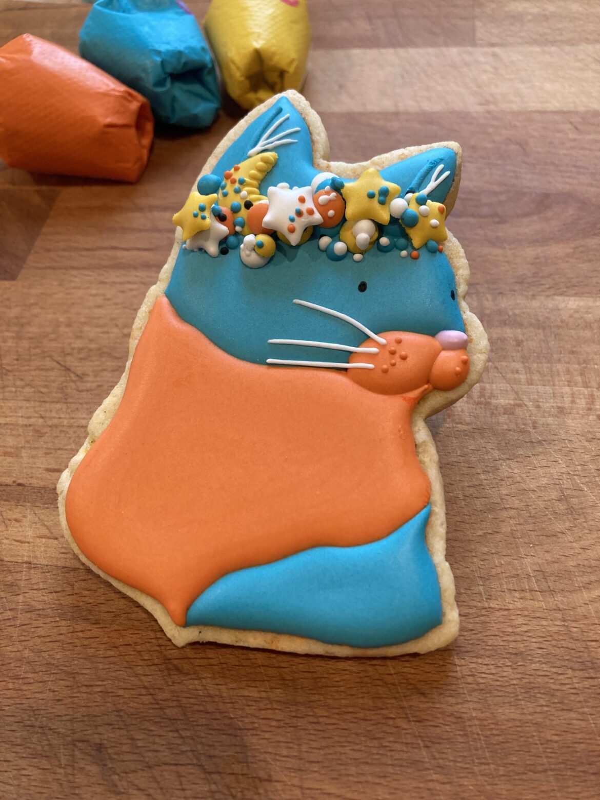 Cookie Cat! Created from a cookie fail I took the icing off of and some leftover royal icing.
