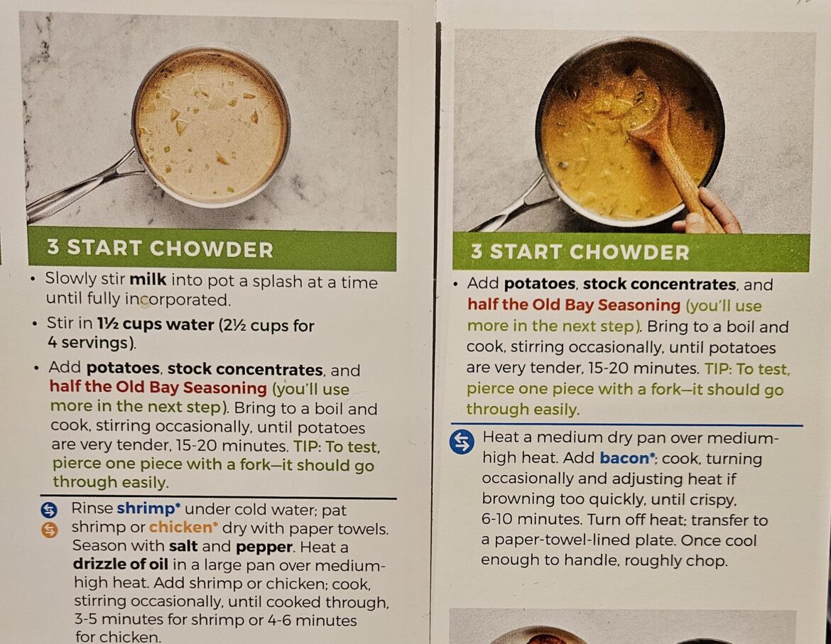 Issue with this week's recipe (Sweet Corn & Green Pepper Chowder)