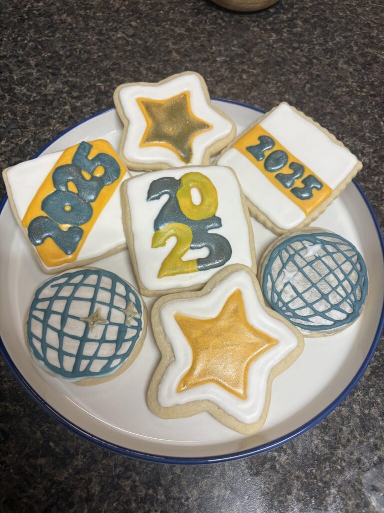 My attempt at New Years and early Valentine’s Day cookies 🍪✨