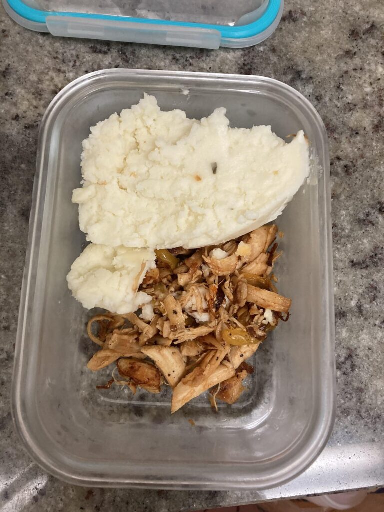 Cals for this leftover chicken and mashed potatoes???