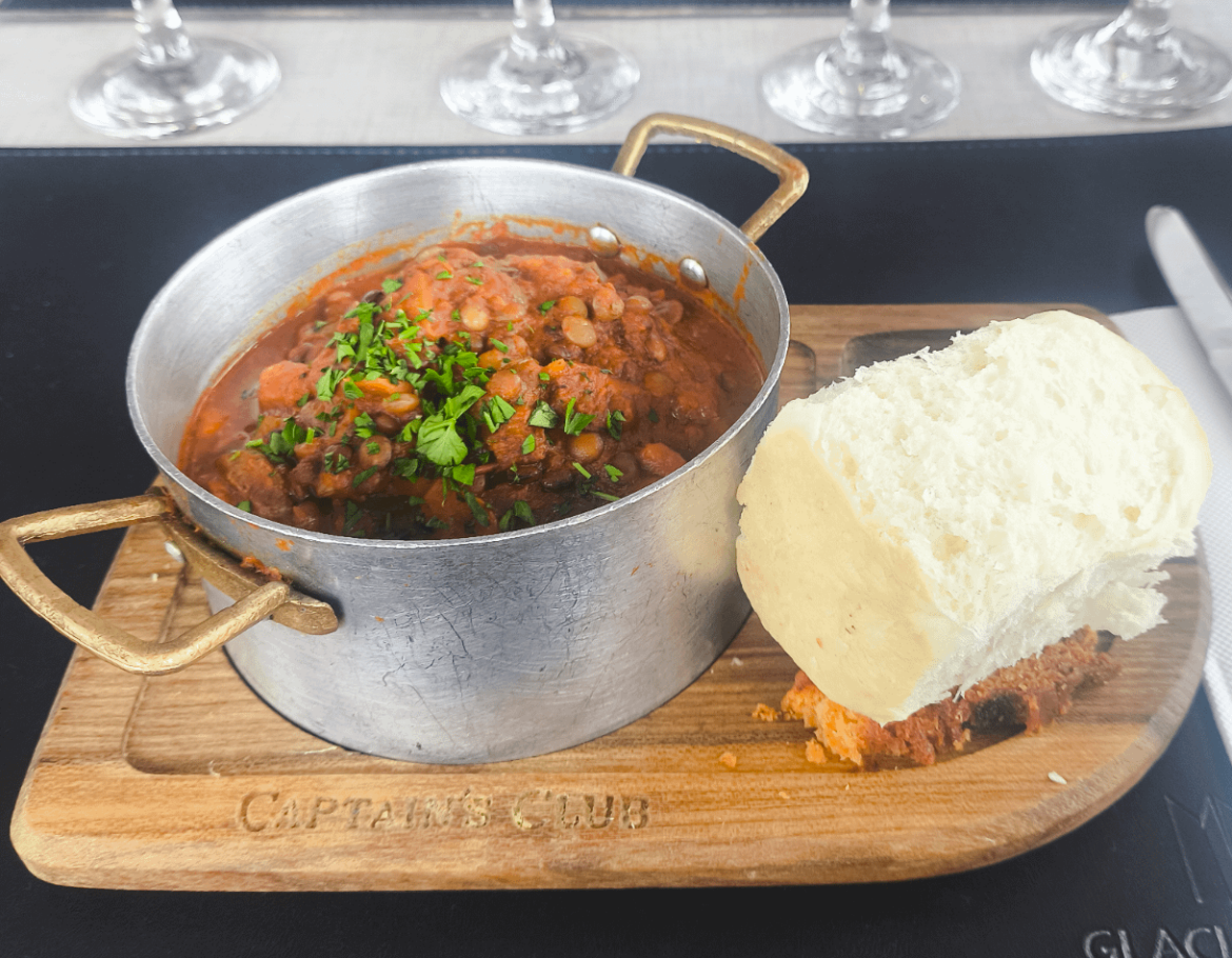 Lentil stew in a pot