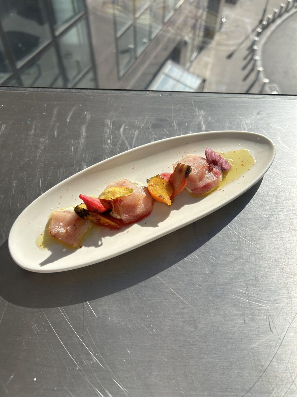 Hamachi Crudo, Wasabi Cream, Beets