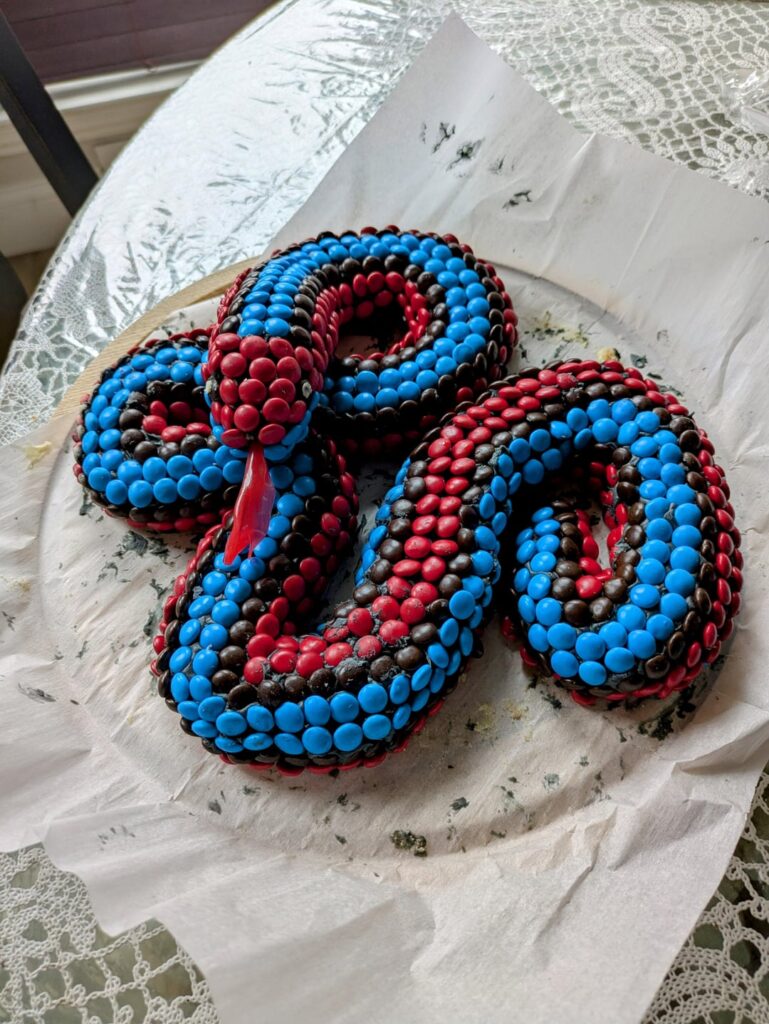 It's not perfect but I made a snake cake 🐍