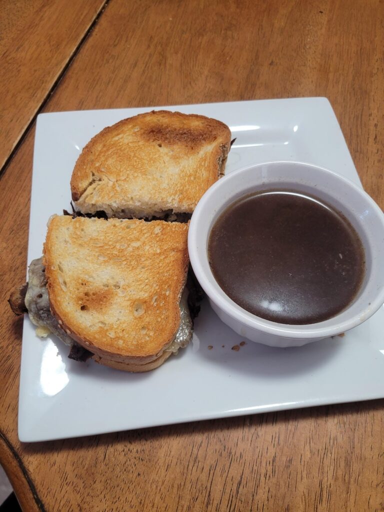 Venison French dip sandwiches