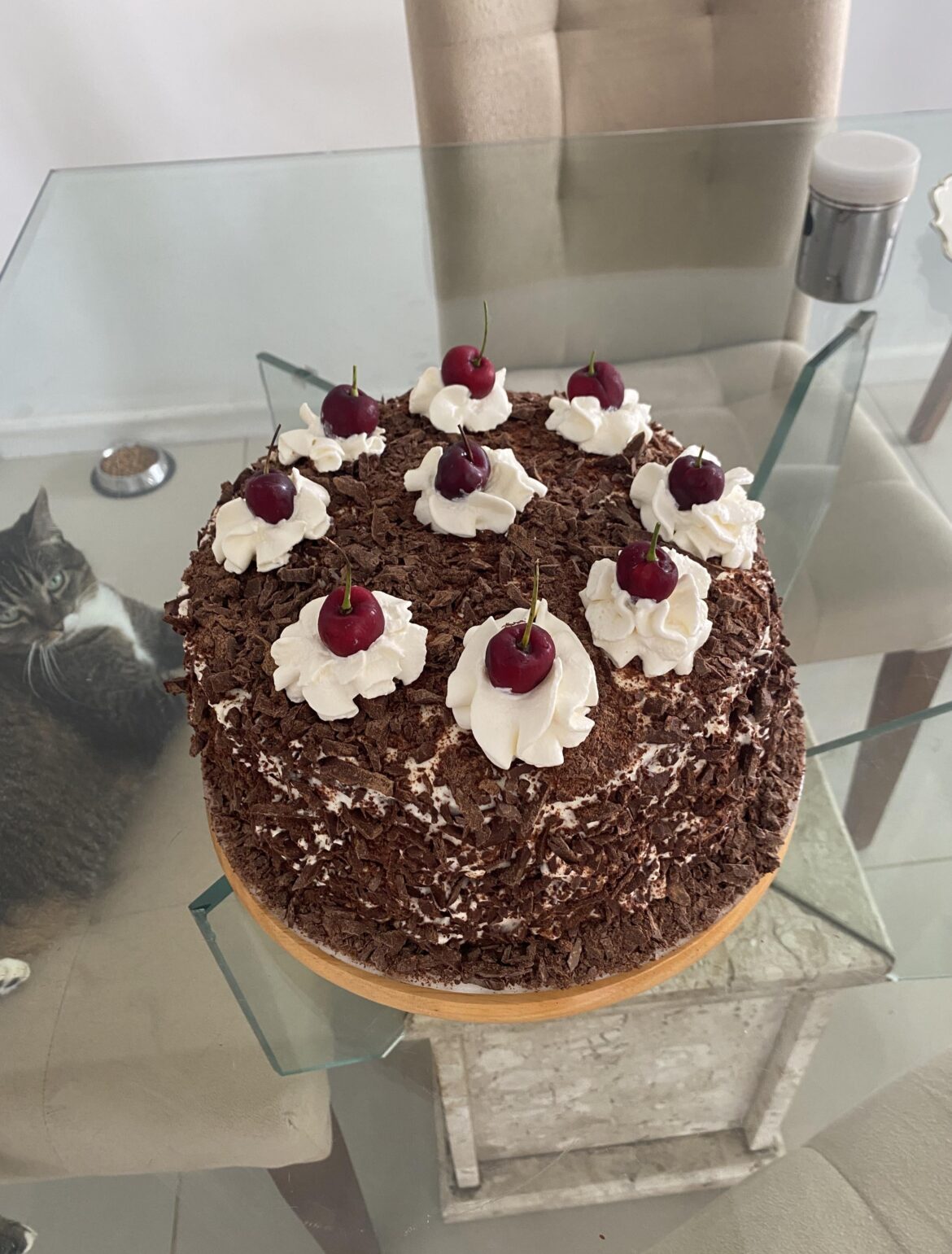 New to baking cakes. Just wanted to share my first attempt at black forest cake