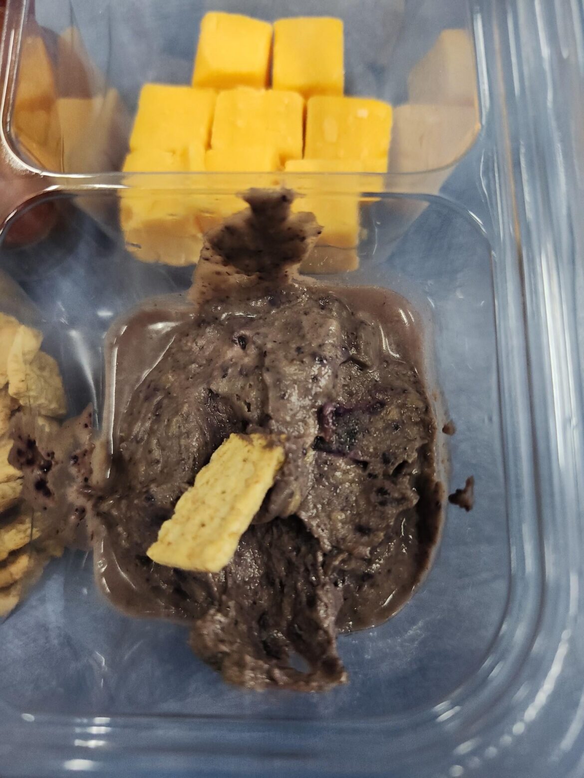Our school breakfast today, my friend doesn’t even know what it is but it looks like literal shit and has juice
