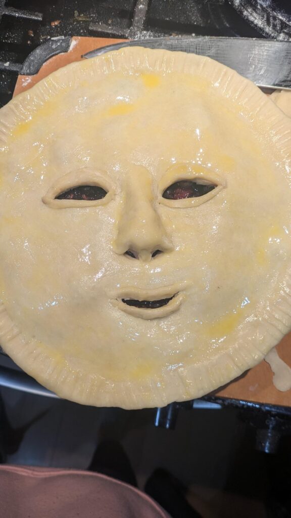 Cursed pie before and after for my husband's birthday