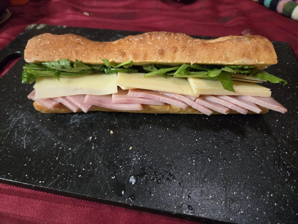 Classic Ham and Gruyere on a Baguette