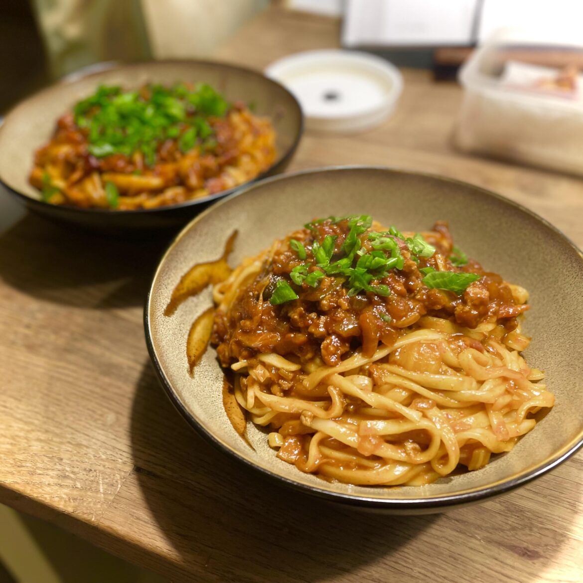 Spicy Pork and Gochujang Bolognese Noodles from “My Korea”