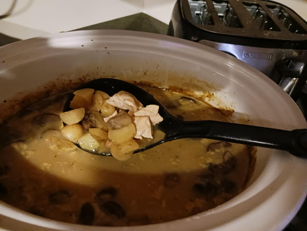 Chicken, potato and mushroom stew.