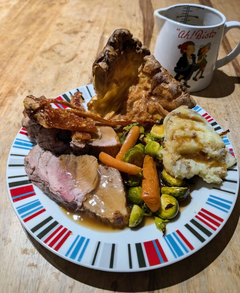 A nice little roast dinner I made last night. First time doing a pork leg joint in the air fryer. The crackling was perfect.