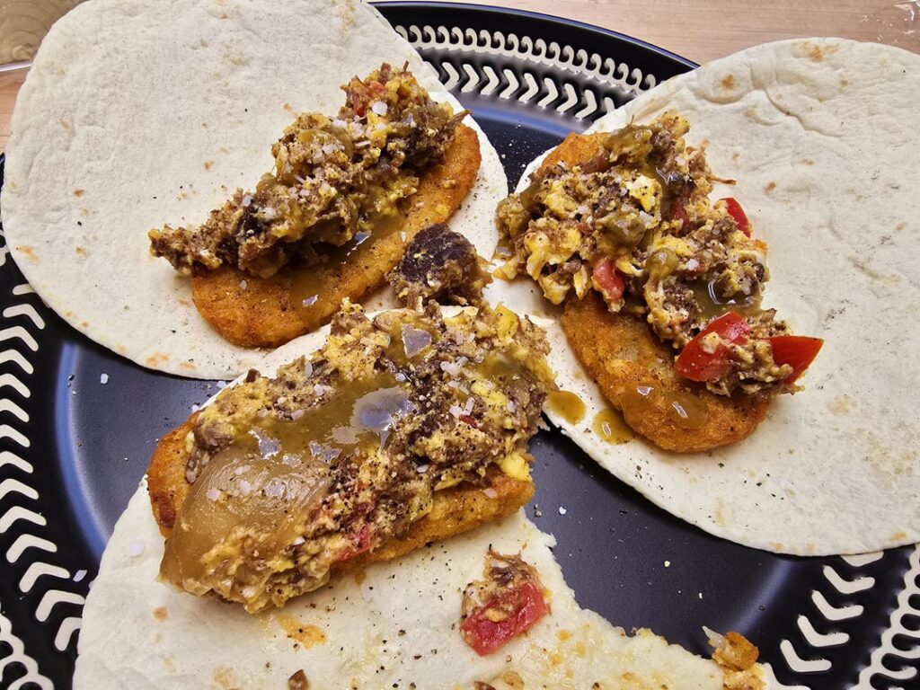 Very ugly, but very delicious breakfast tacos