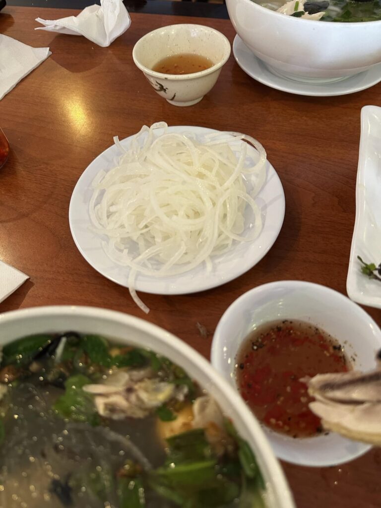 Pickled onions with a side of pho