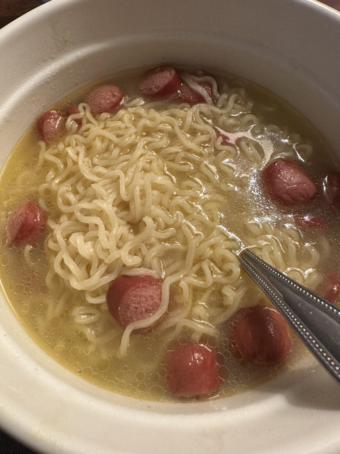 When you’re broke and nothing good left till payday. Costco hot dogs and Top Ramen
