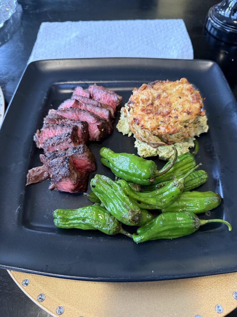 American Wagyu Shortrib + Keto Crab Cake (& Blistered Shishito Peppers