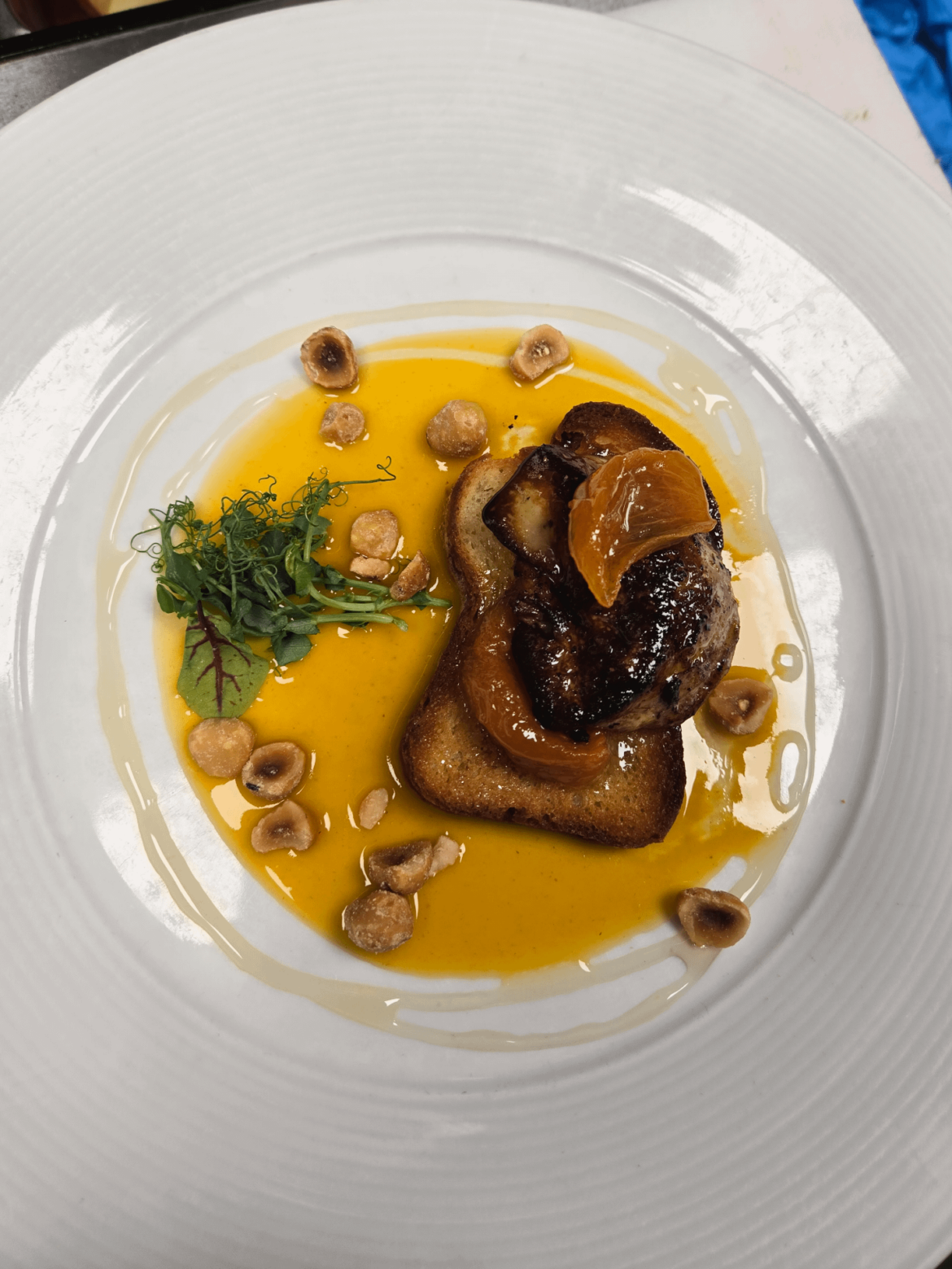 Foie Gras, Persimmon, Brioche, Hazelnuts