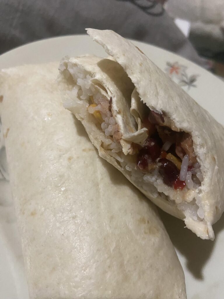 Caucasian bean burrito with tuna