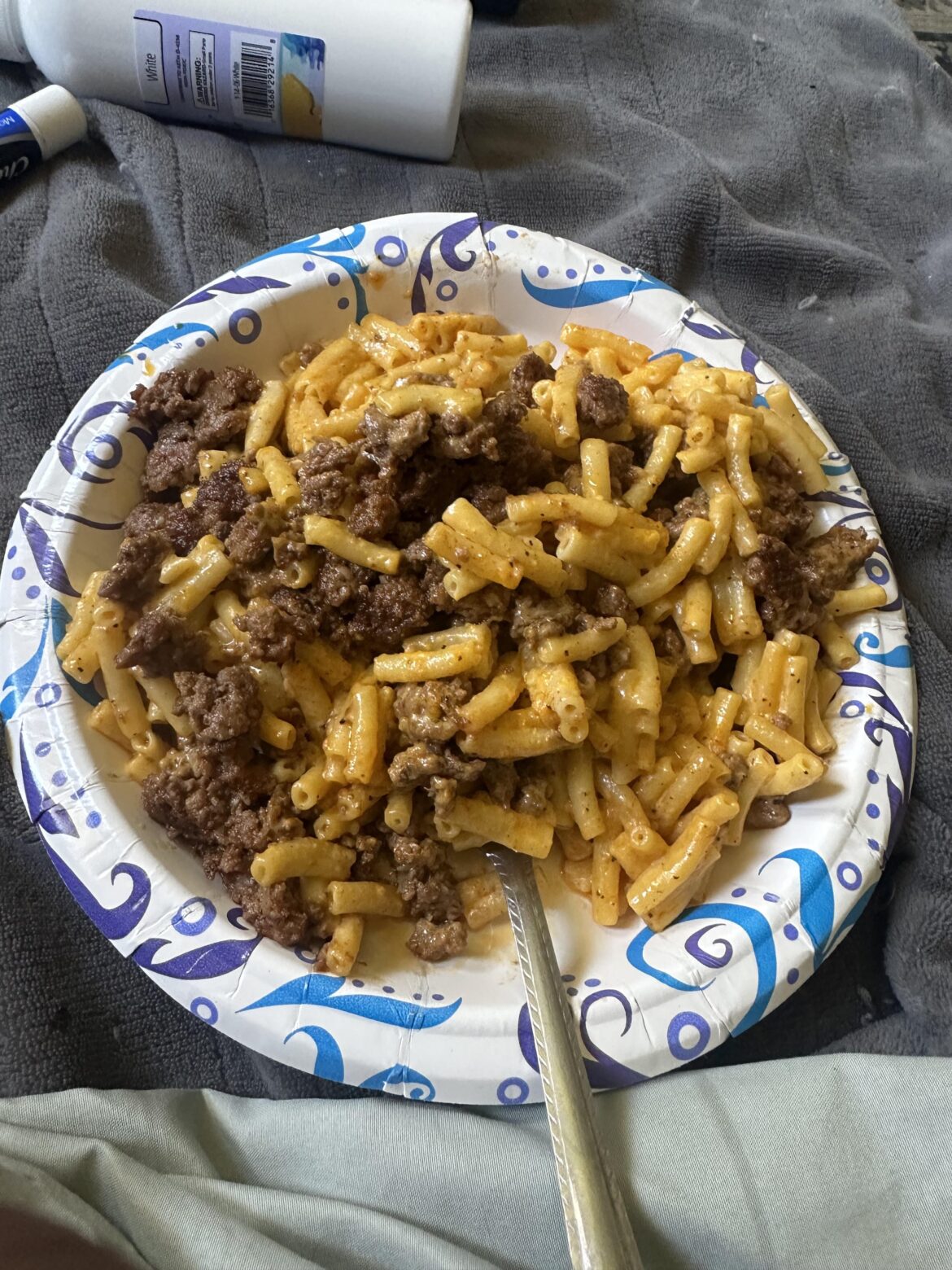 Wagyu ground beef (thats all they had for the right price) and macaroni w taco seasoning