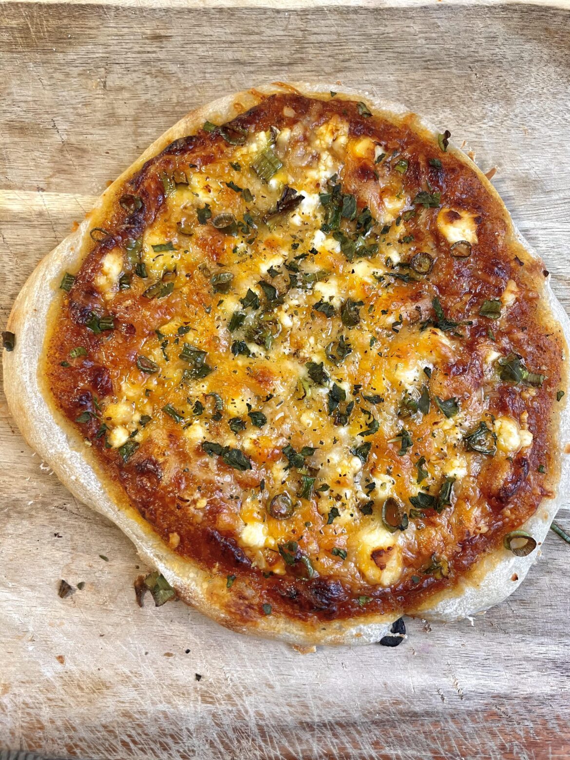 Personal pizza made with sourdough discard Personal pizza made with sourdough discard