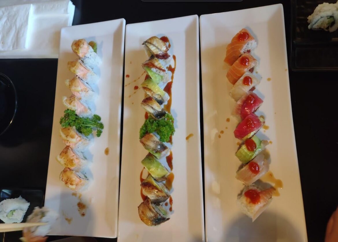three different kinds of sushi rolls, absolutely delicious! which one would you choose first?
