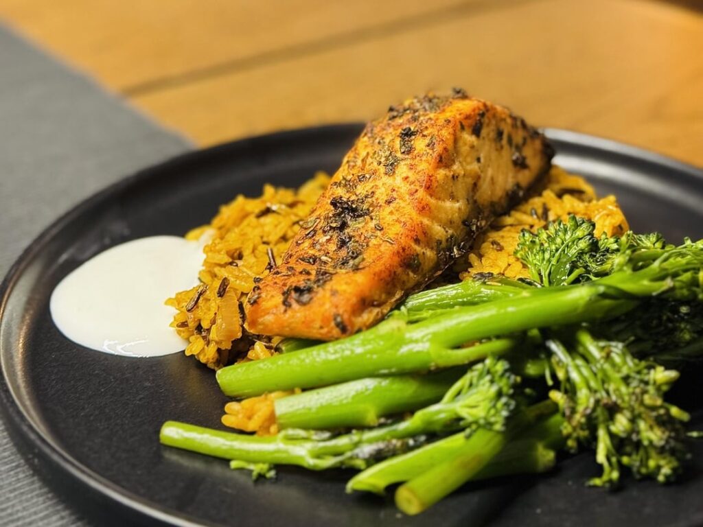 Moroccan Wild Rice with Fenugreek and Za’atar Salmon