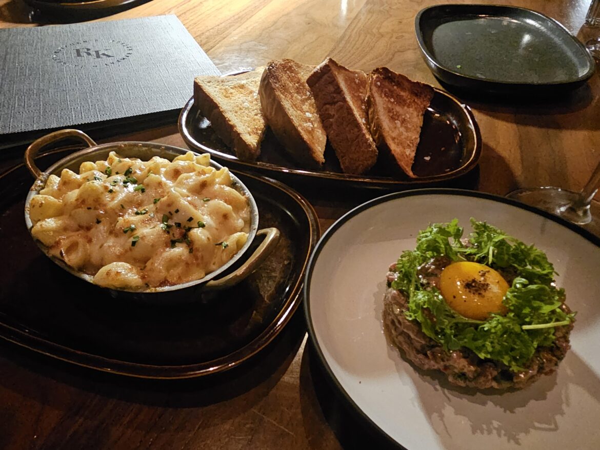 Steak tartare and the delicious raw egg.
