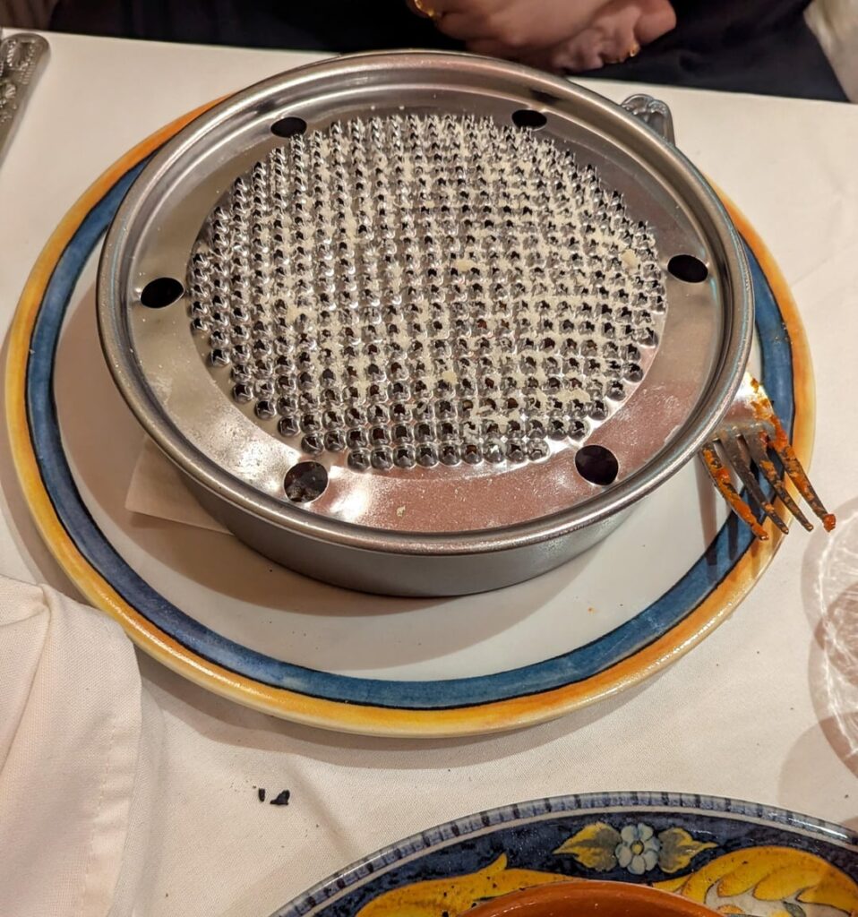 Pasta in a cheese grater