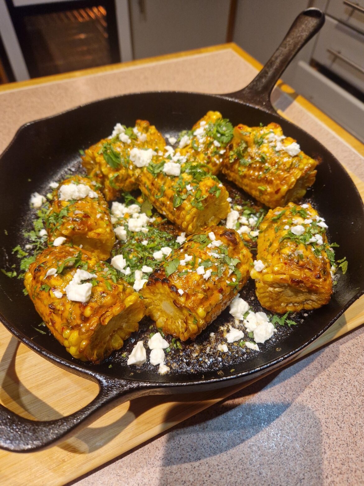 Needed a break from stodgy Christmas food, so made Elotes!