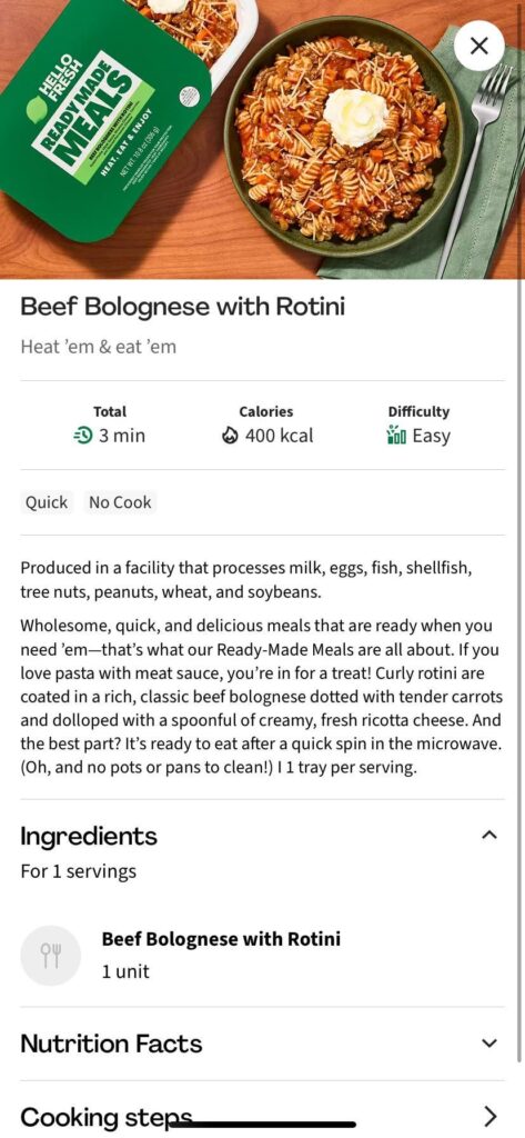 How many prepared meals are in an order?