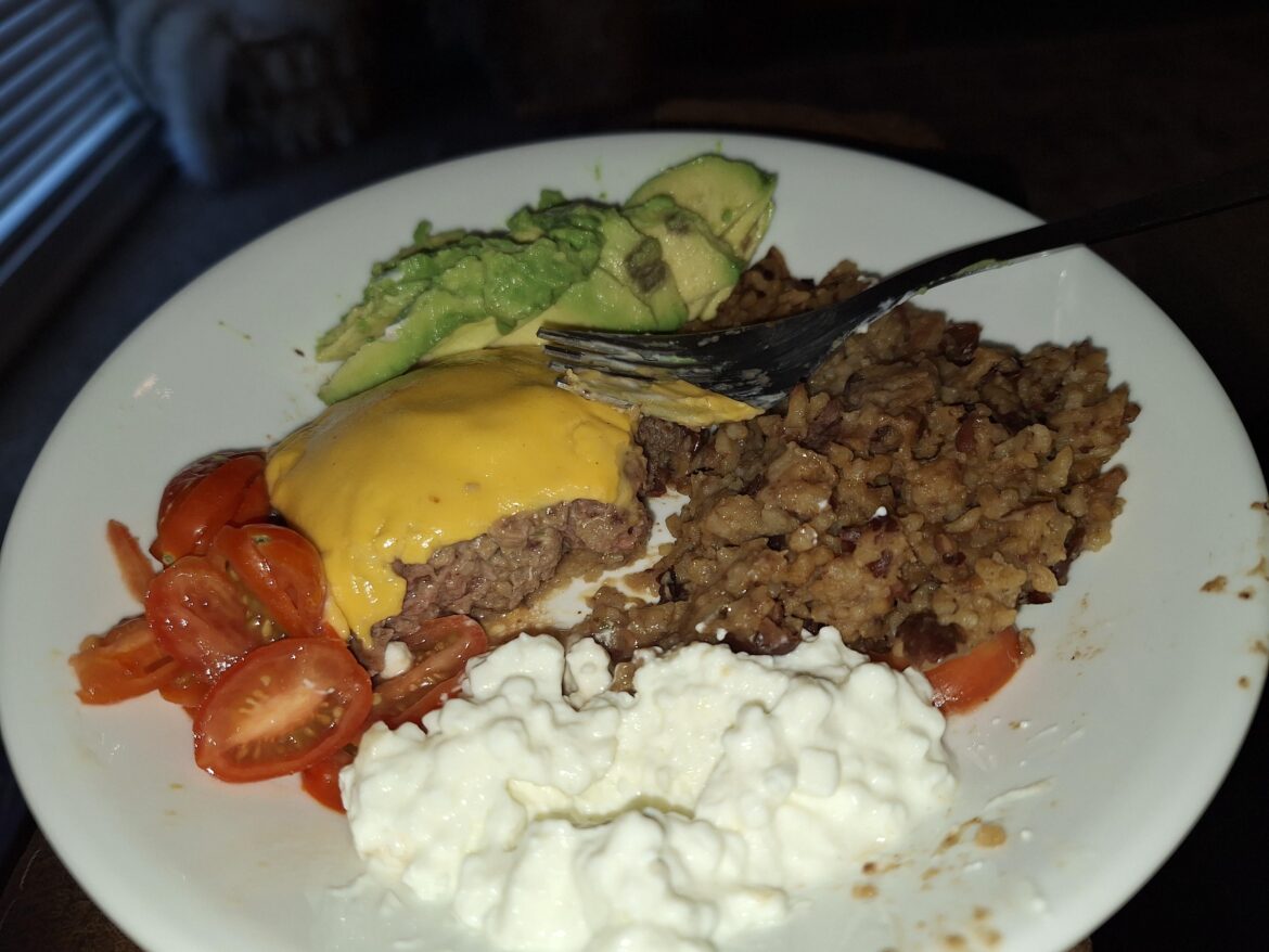 686 cal 47 gr protein. So full! First meal of the day.