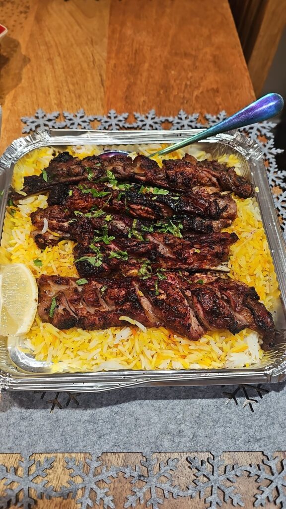 Lamb ribs, Saffron rice and salad does the job New years day