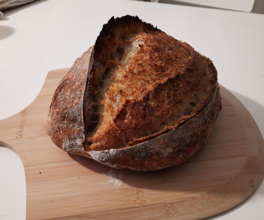 Not my first loaf, nice oven spring, still getting chewy crumb