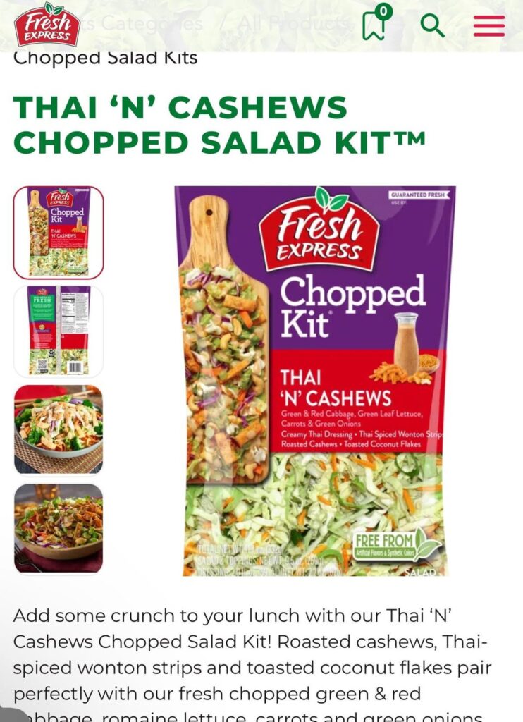 How many calories for this kit do you think without the wonton strips and cashews/coconut…. Just the salad and dressing?