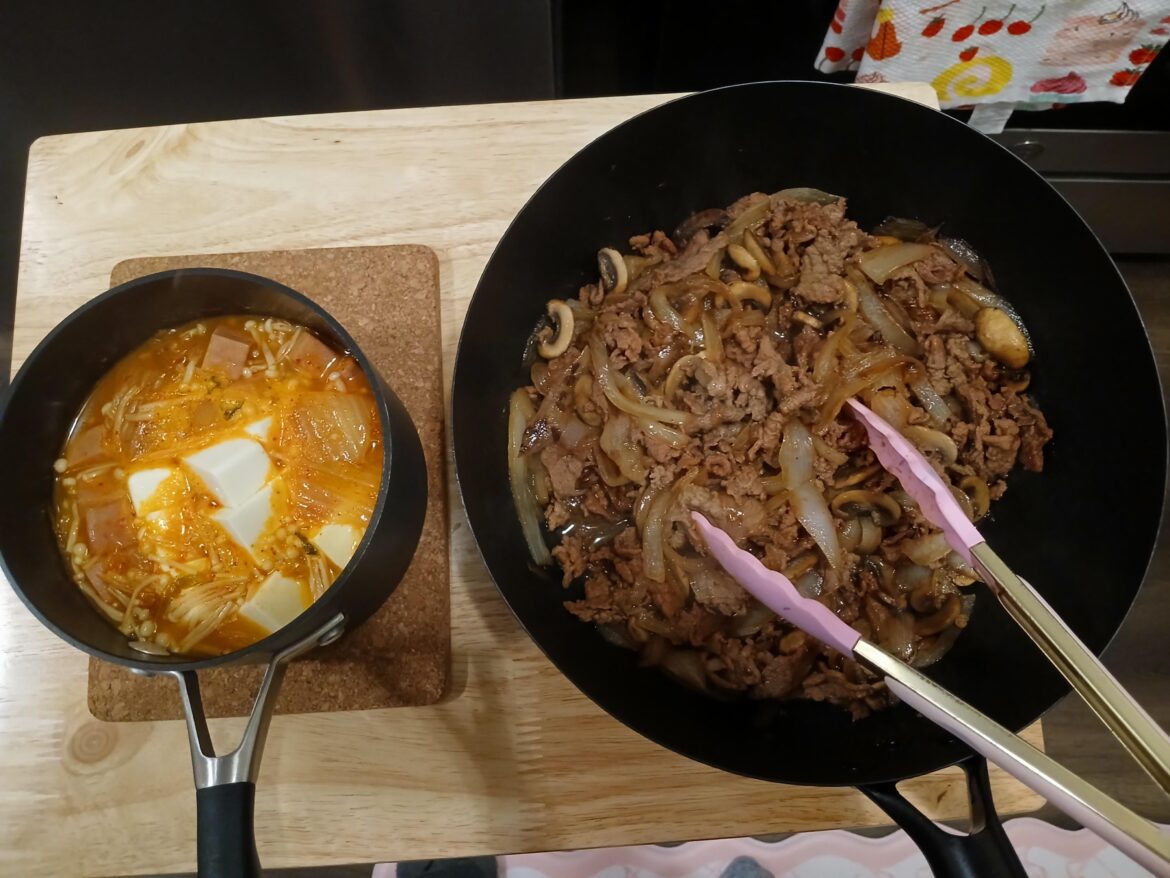Tofu soup and bulgogi