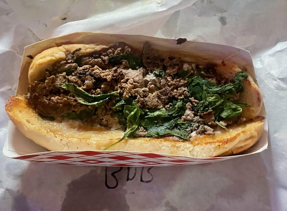 Black n Blue - Grilled Steak, Spinach, Blue Cheese and Tiger Sauce on a Hoagie