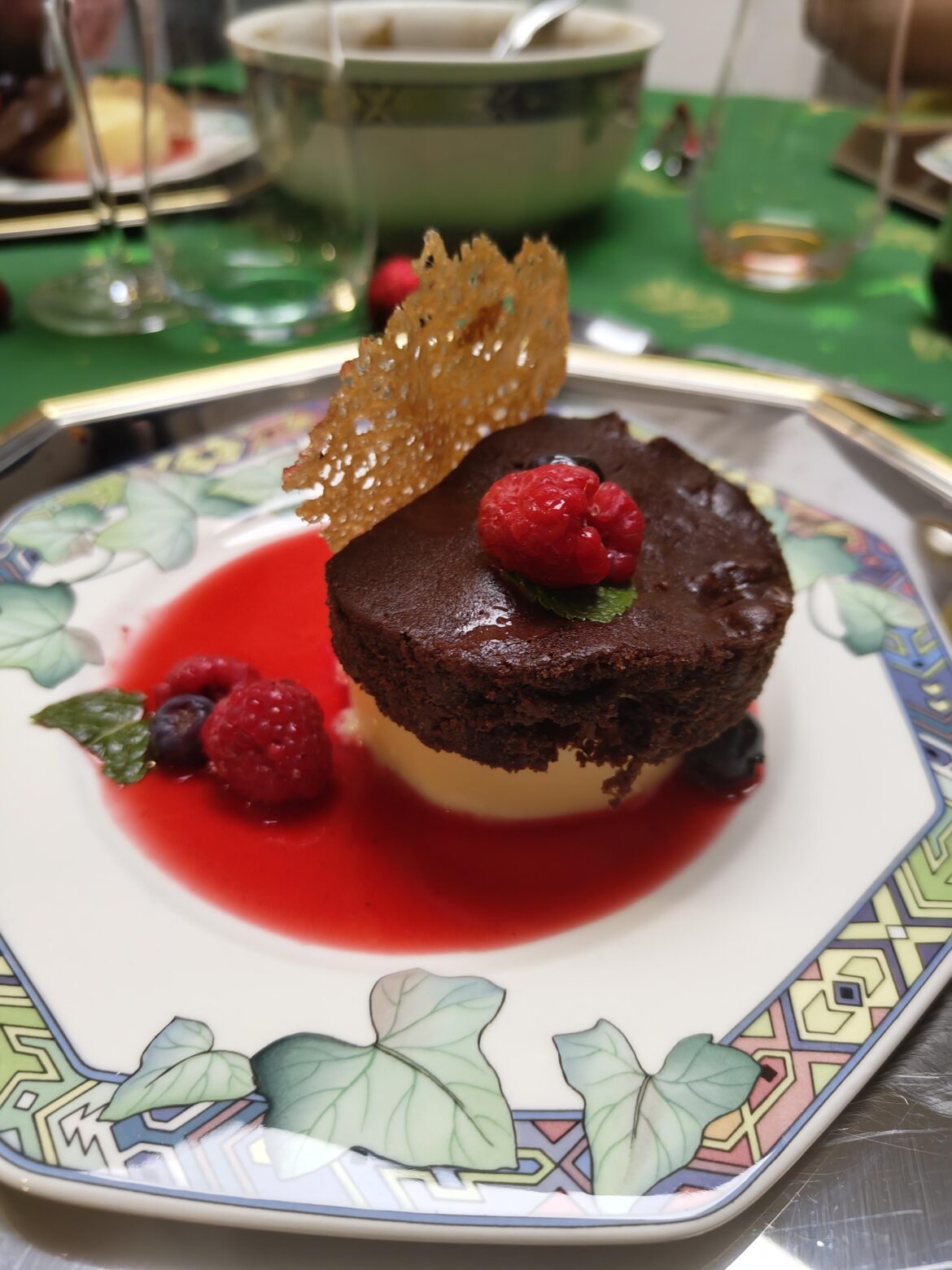 Bayrisch Creme with Chocolate Cake Top for Christmas