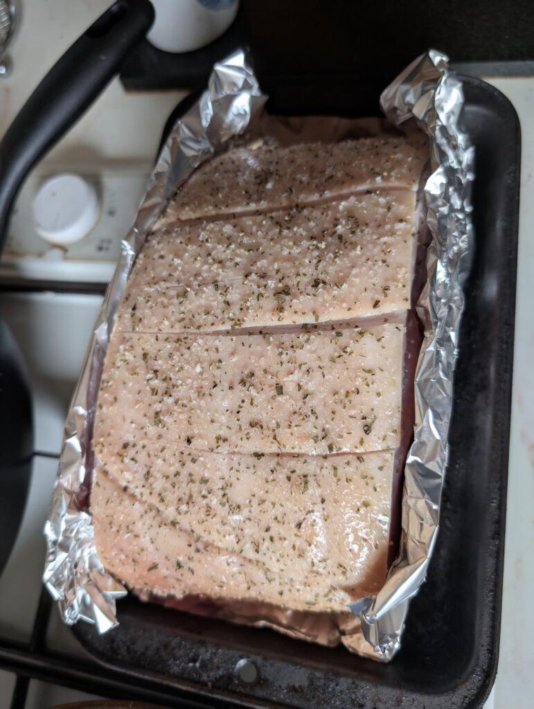 Marmalade & pomegranate glazed ham, with garlicky crackling