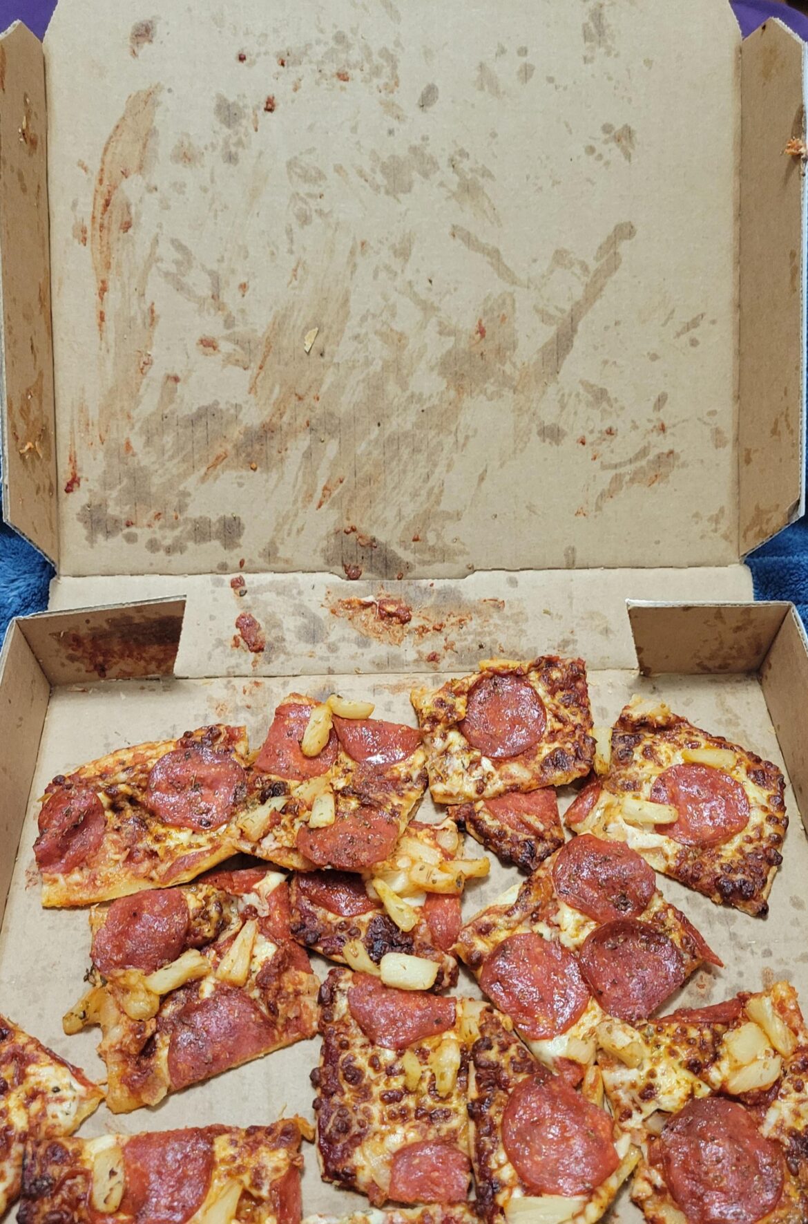 My pizza arrived looking like a crime scene