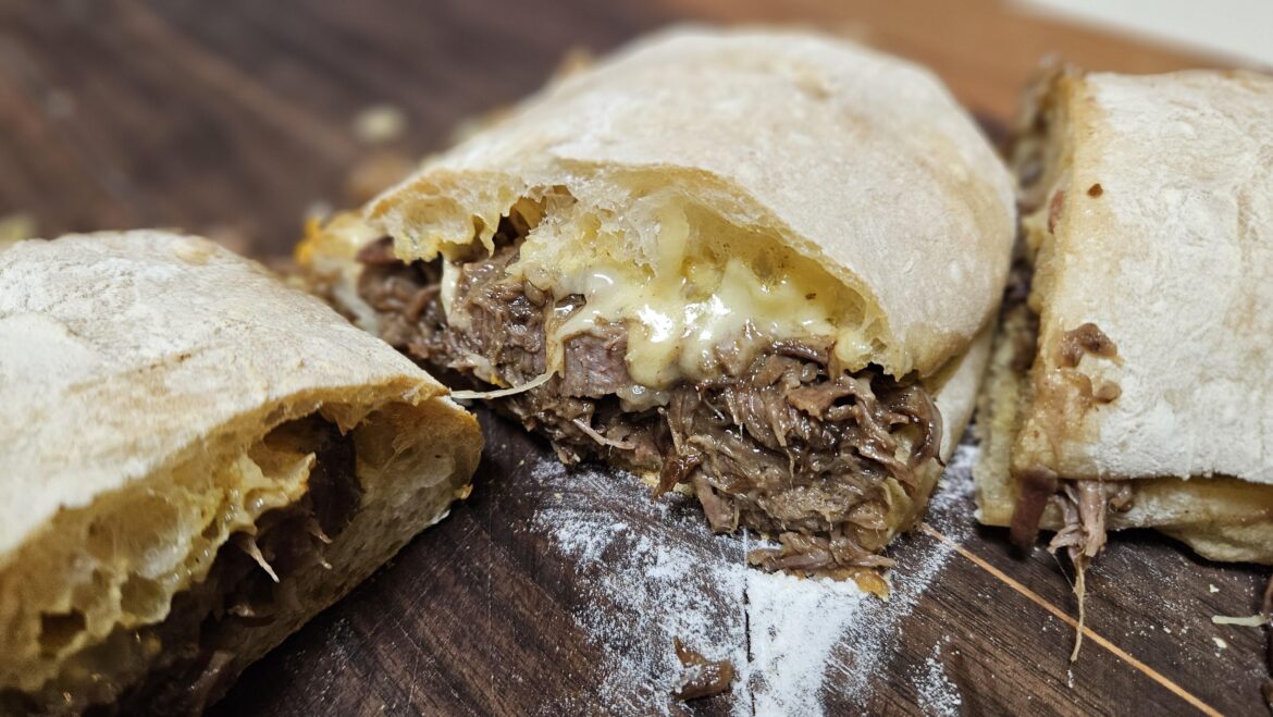 This one was amazing had to share. Leftover pot roast and gruyere on homemade sourdough ciabatta.