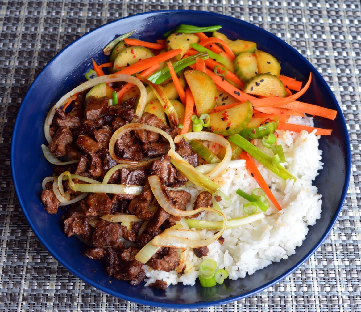 464 cal, 34 P vegan bulgogi bowl