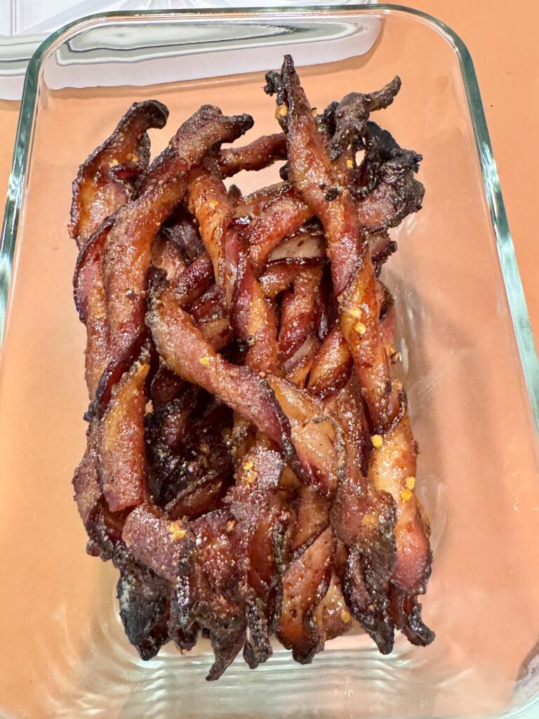 Had a feast with friends today. My buddy made brisket, wings, ribs…I made candied smoked bacon and jalepeño-cheddar sourdough to go along. 🤤